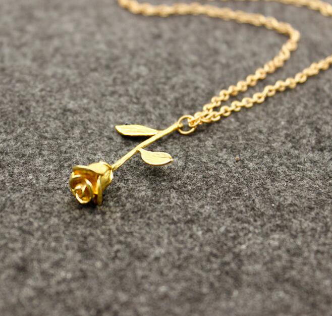 New fashion Girls Madam delicate Rose Flower Pendant Necklace Gold silvery Rose Gold Maxi Rose Choker Necklace Gift for girlfriend