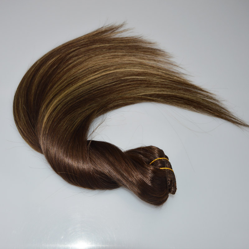 ombre color #3 Fading to #24 14"-24" 7Pcs 120G balayage highlights Full head real human hair clip in extensions