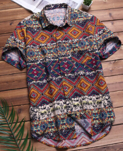 Mens Beach Hawaiian Shirt Tropical Summer Short Sleeve Shirt Men Clothing Casual Loose Cotton Button Down Shirts