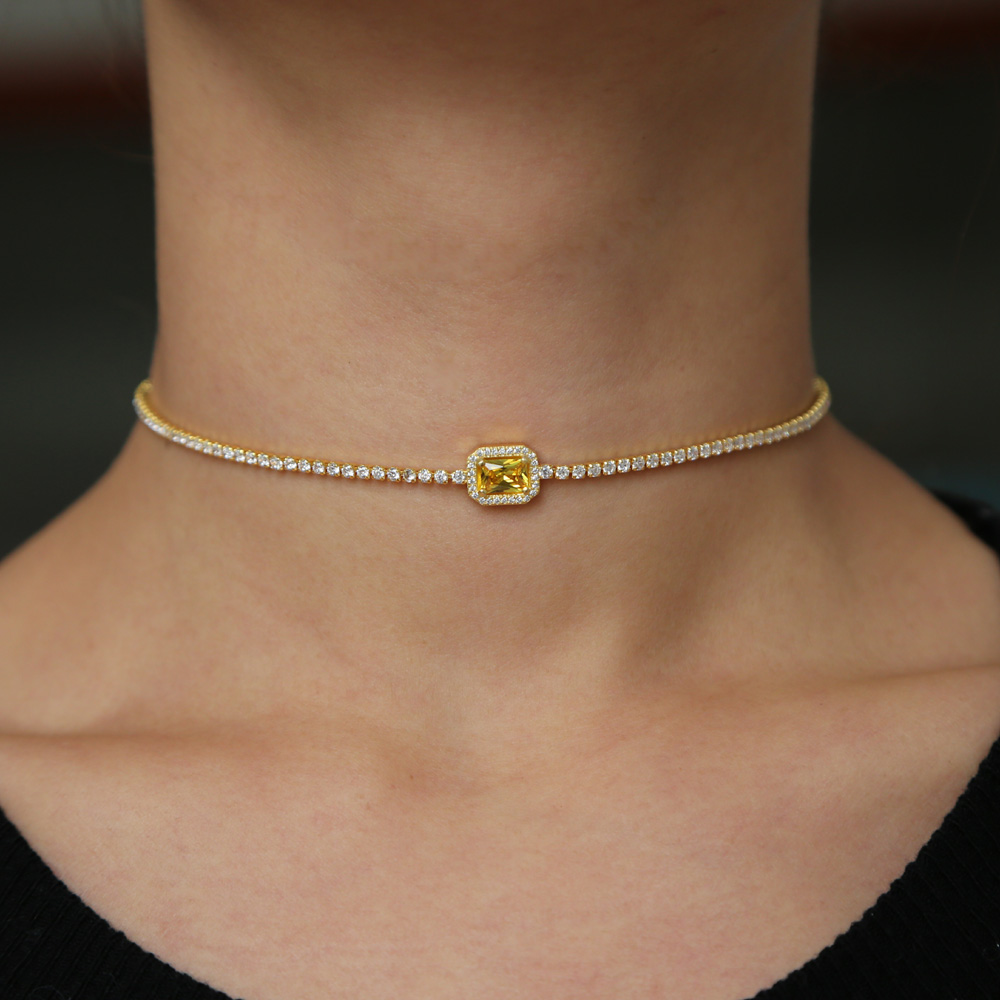 new arrived wedding engaegment bridal choker diamond necklace tennis cz chain trendy gorgeous elegance lady jewelry