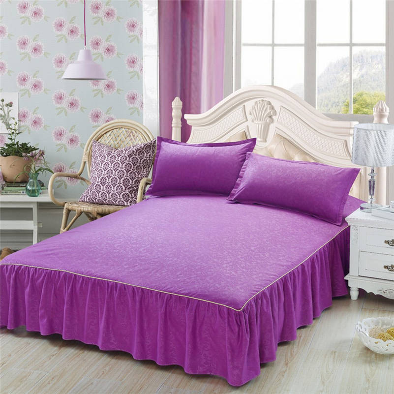 Home Textiles Embossing Bed Skirt 1pcs Non-slip Protective Cover Bed Linen Bedding Set Adult Solid Color Sheets Bedspread