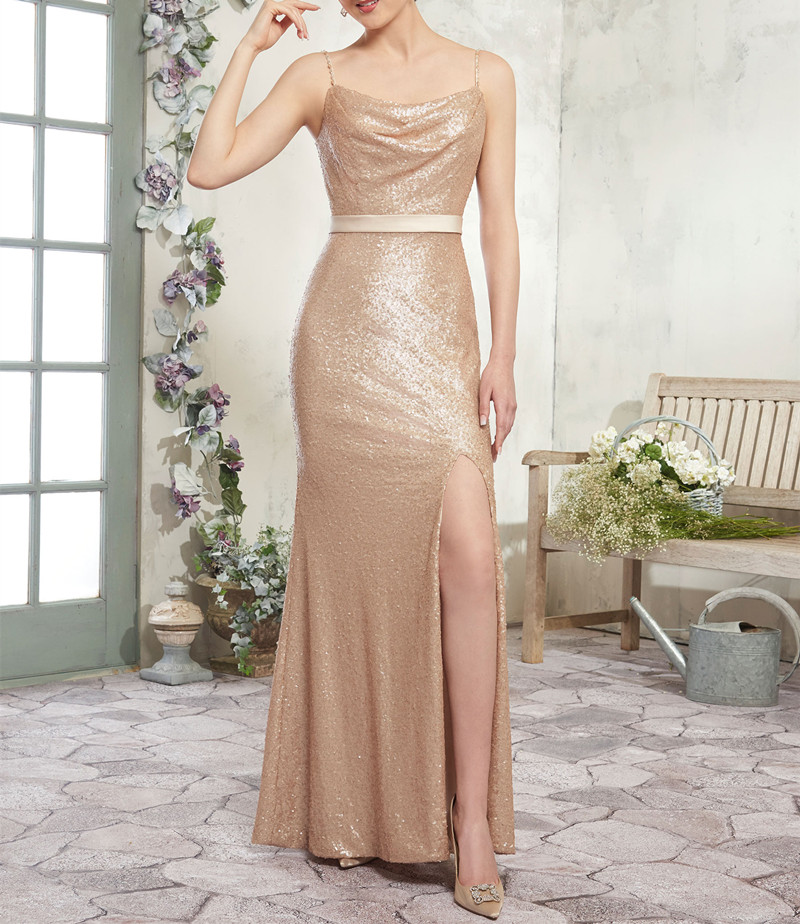 Shining Champagne Sequins Mermaid Bridesmaid Dresses Spaghetti Side Split Long Sequins Wedding Party Dresses Custom Made Cheap
Shining Champagne Sequins Mermaid Bridesmaid Dresses Spaghetti Side Split Long Sequins Wedding Party Dresses Custom Made Cheap