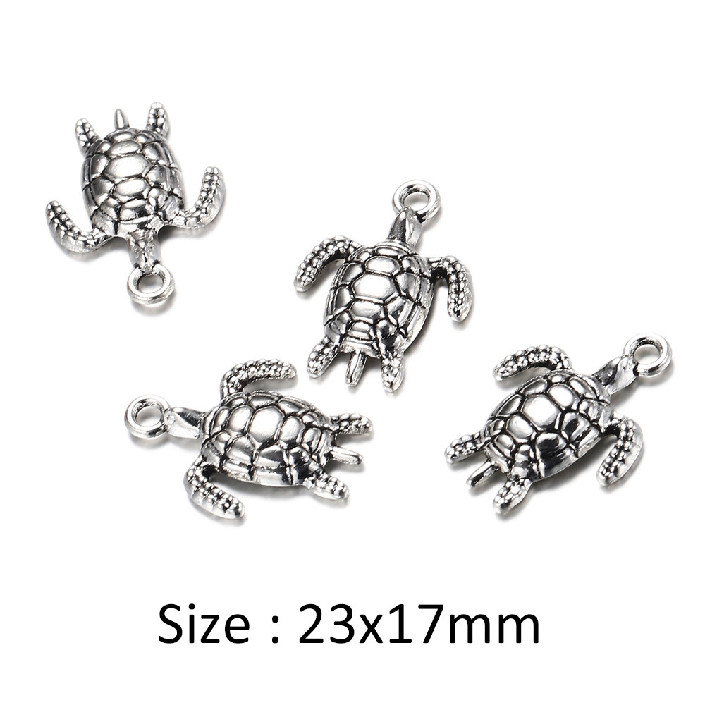 100pcslot 2317mm antique silver Alloy Turtle charms Pendant for Jewelry Making Metal Animal Pendant for DIY Findings