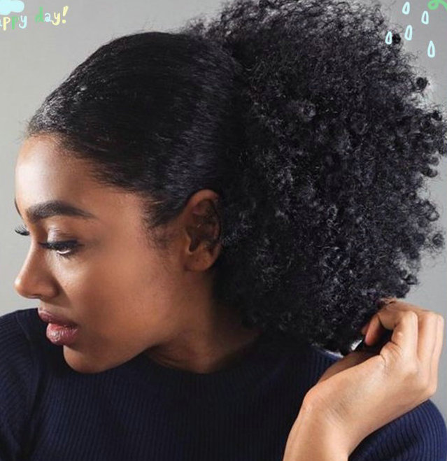 Human Hair Afro Puff Ponytail Drawstring Afro Kinky Curly Ponytail Hair Extension African American HairPieces with Clips (1b Black)