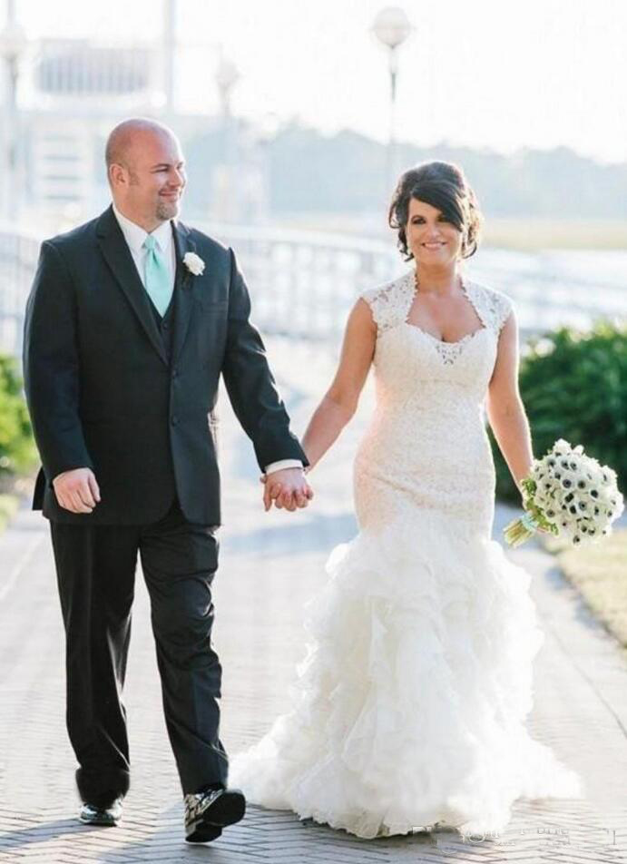 Luxury Arabic Lace Mermaid Wedding Dresses Sweetheart Sweep Train Tiered Organza Plus Size Bridal Gowns Custom Made Vestidos De Novia