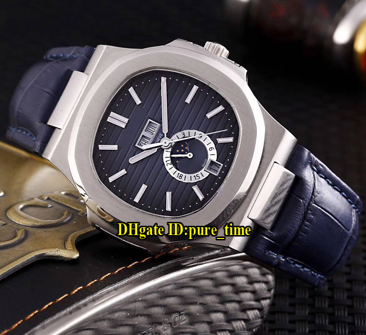 Sport Nautilus Date Perpetual Calendar 5726 Dark Blue Dial Moon Phase Automatic Mens Watch Silver Case Leather Strap Watches, P-b107f
Sport Nautilus Date Perpetual Calendar 5726 Dark Blue Dial Moon Phase Automatic Mens Watch Silver Case Leather Strap Watches, P-b107f
