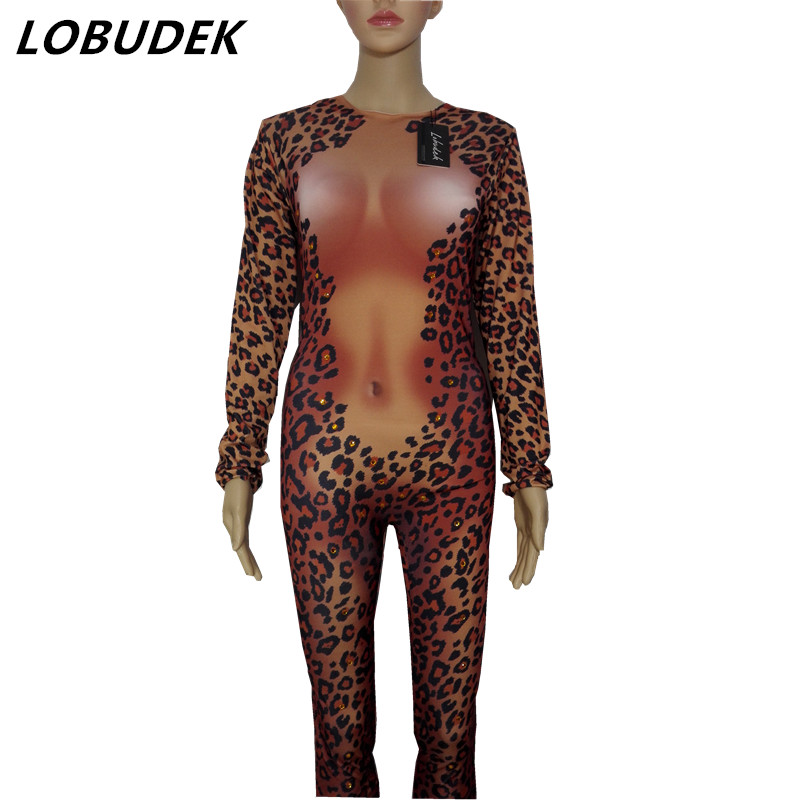 Leopard printing sexy female slim jumpsuit Rompers show stage wear DS Role costumes Nightclub Bar Party singer Cosplay performance clothing, Picture color
Leopard printing sexy female slim jumpsuit Rompers show stage wear DS Role costumes Nightclub Bar Party singer Cosplay performance clothing, Picture color