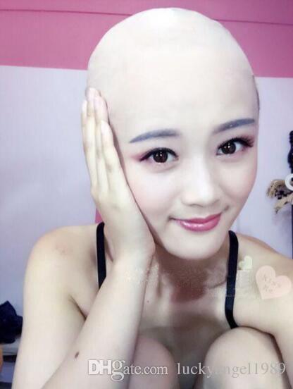 New human mask crossdress silicone female unisex head mask halloween cosplay without hair latex bareheaded monk head mask