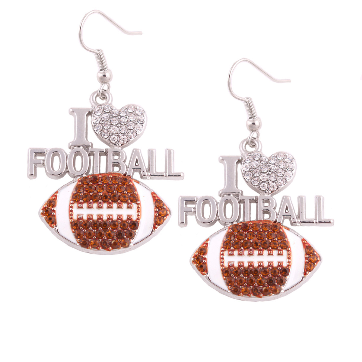 Apricot Fu Fans Favorite Sports Pendent Earring Inlaid In I LOVE FOOTBALL Shining Crystal Hook Earrings Gift Jewelry, Silver
Apricot Fu Fans Favorite Sports Pendent Earring Inlaid In I LOVE FOOTBALL Shining Crystal Hook Earrings Gift Jewelry, Silver