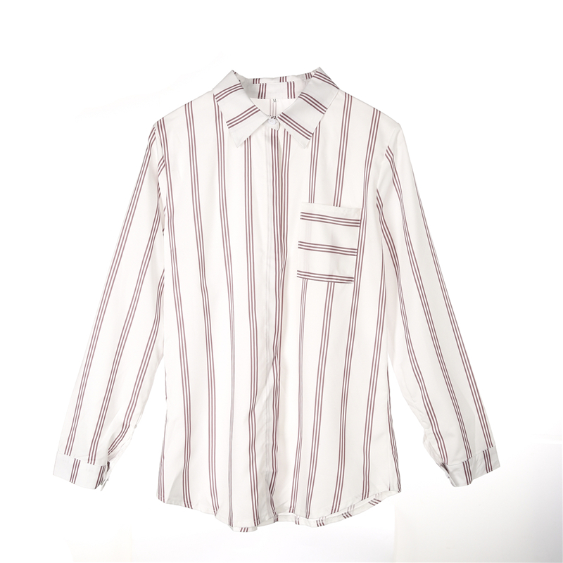 Women's Striped Blouse, Loose Fit Long Sleeve Top, Fashionable All-Match Shirt For Ladies B4