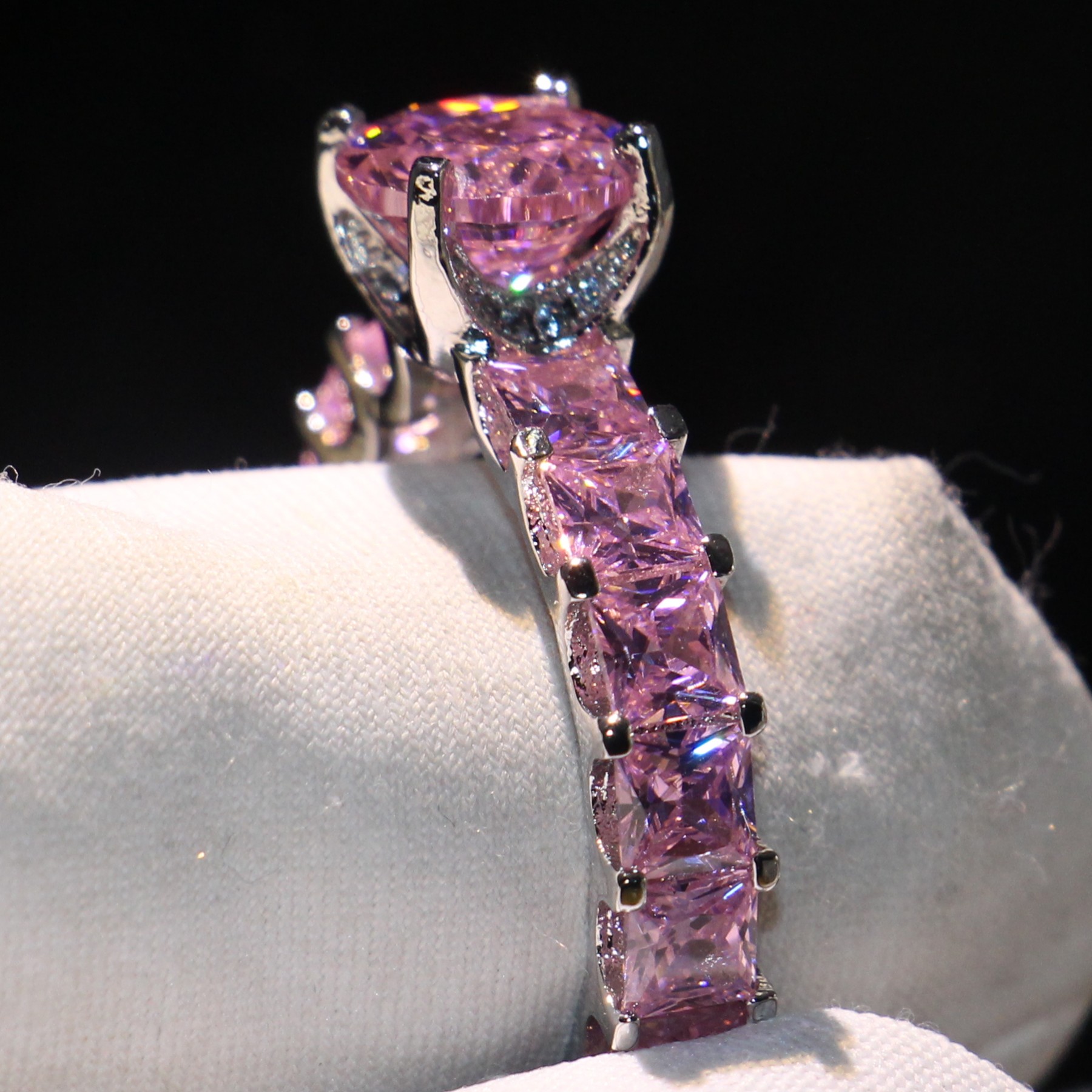 Stackable Ring: Pink Sapphire & CZ in Sterg Sier 9b70
