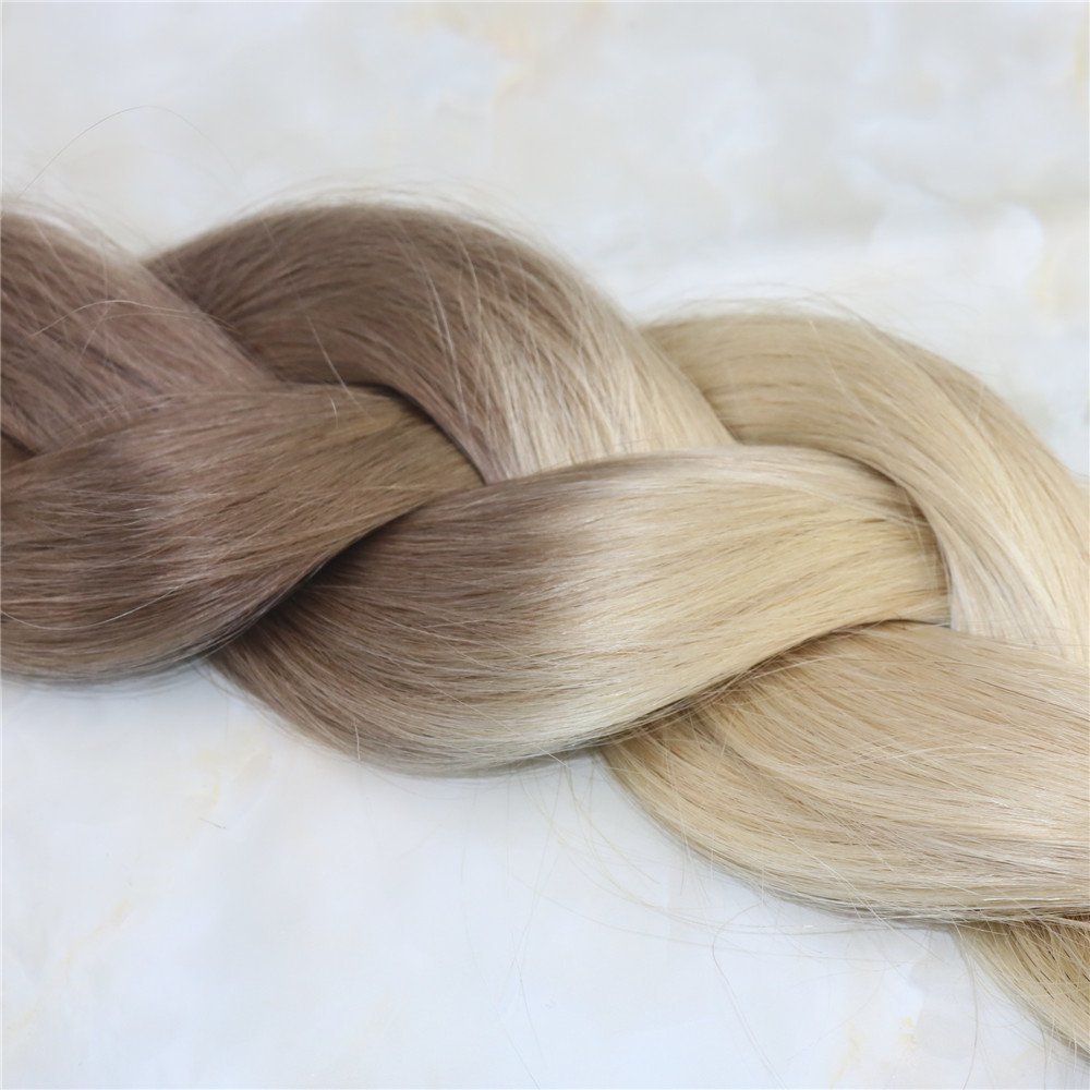 Glue in Hair Ombre Extensions Tape on Brazilian Remy Hair Fading Color Light Brown #6 to Bleach Blonde #613 Dip Dye Color Weft