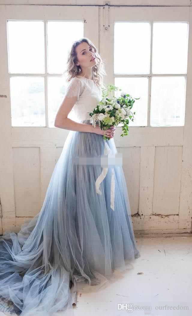 Blue New Baby Lace Bridesmaid Jewel Neck Short Sleeves Bridesmaids Dresses Maid Of Honor Dress Custom Cheap Formal Gowns S