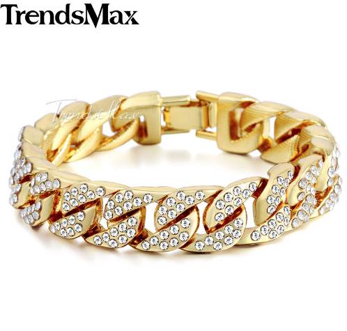Hip Hop Iced Out Bling Full Paved Rhinestones CZ Men's Bracelet For Women Gold Silver Color Miami Cuban Link 14mm 8-11" GB403
Hip Hop Iced Out Bling Full Paved Rhinestones CZ Men's Bracelet For Women Gold Silver Color Miami Cuban Link 14mm 8-11" GB403