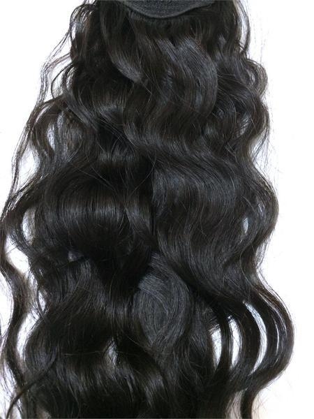 Best Natural curly elastic band human hair ponytail hairpiece, loose wavy curly Remy hair wraps long high Side part pony tail