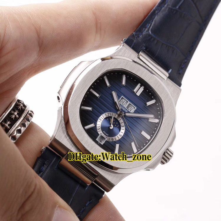 New 41mm Sport Nautilus Big Date 5726A-001 D-Blue Dial Asian 2813 Automatic Moon Phase Mens Watch Blue Leather Strap Gents Watches, Slivery;brown
New 41mm Sport Nautilus Big Date 5726A-001 D-Blue Dial Asian 2813 Automatic Moon Phase Mens Watch Blue Leather Strap Gents Watches, Slivery;brown