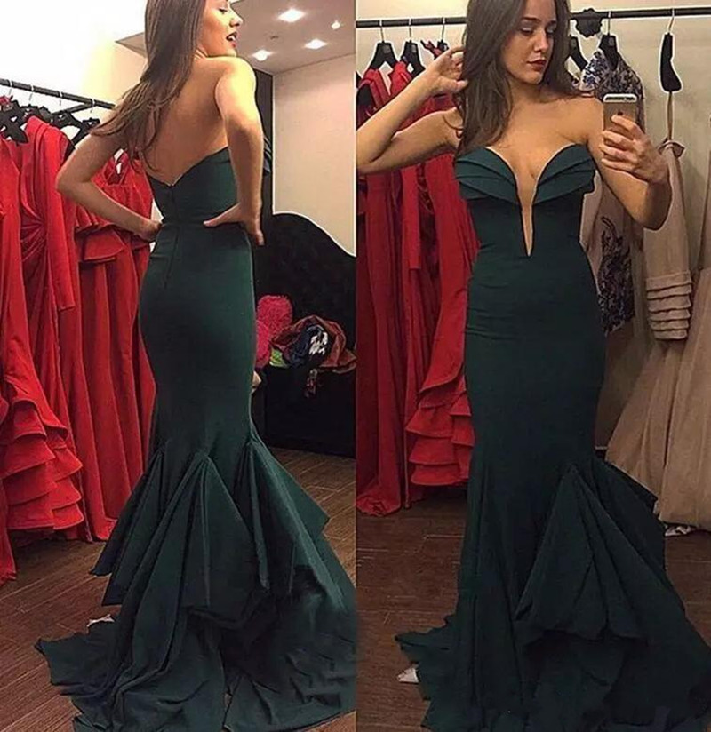 Dark Green Mermaid Evening Dresses Illusion Deep V-neck Backless Formal Evening Gowns Custom Made Prom Party Dress, Yellow
Dark Green Mermaid Evening Dresses Illusion Deep V-neck Backless Formal Evening Gowns Custom Made Prom Party Dress, Yellow