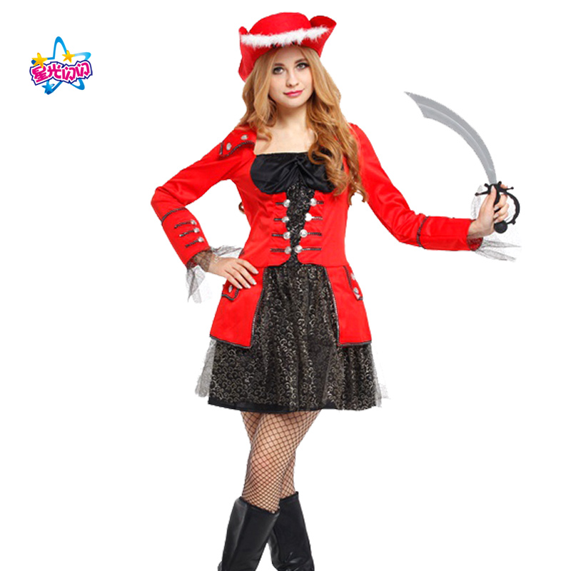 NoEnName Free shipping Holiday/Party Pirate Cosplay Costume Caribbean Pirates Adult Women's Halloween Party Supplies