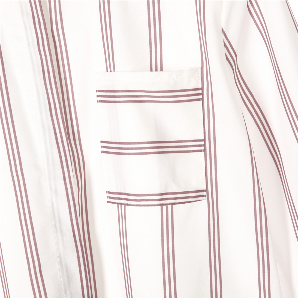 Women's Striped Blouse, Loose Fit Long Sleeve Top, Fashionable All-Match Shirt For Ladies B4