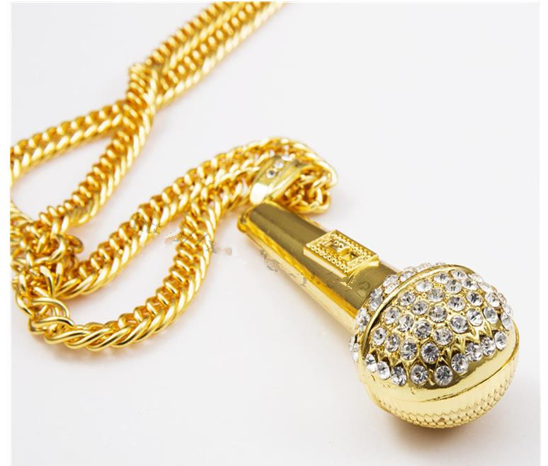 New singing KTV Wireless Microphone Rhinestone Pendant Necklace Stainless Steel/Gold Plated Rope Chain Collier Fashion Women Men Jewelry
New singing KTV Wireless Microphone Rhinestone Pendant Necklace Stainless Steel/Gold Plated Rope Chain Collier Fashion Women Men Jewelry