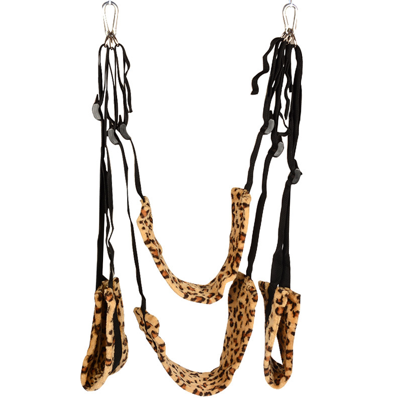 leopard print fetish sex swing fun ceiling swing for sexual vaginal penetration adult love position aid furniture nylon BX1108C