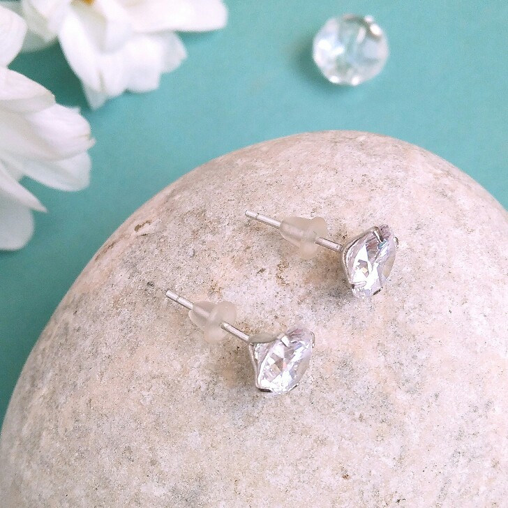 925 Sterling Silver CZ Stud Earrings For Women Jewelry Simple Cubic Zircon Ear Piercing Post Earrings