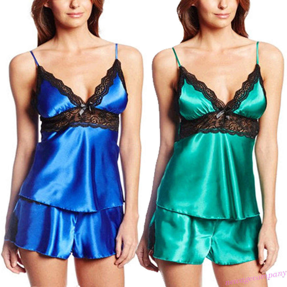 Sexy Women Satin Bathrobe Pajamas Robe Shorts Panties Set Intimate Babydoll -XL #R68, Pink