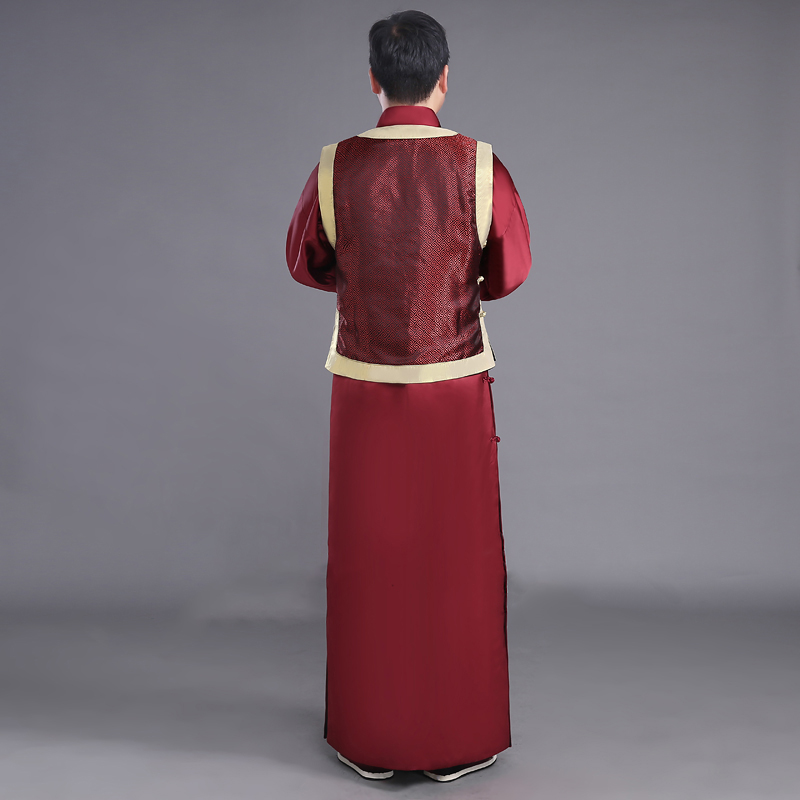 New film and television performance wear Chinese ancient costume male the Qing dynasty Robe Traditional male cheongsam ethnic clothing