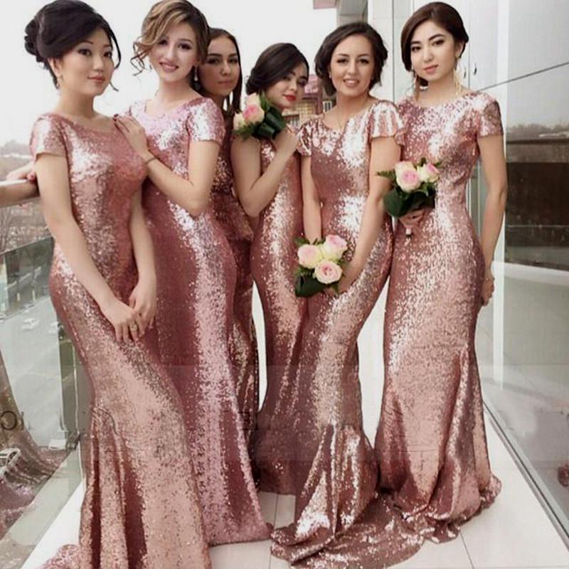 Rose Gold Bridesmaid Dresses Mermaid Short Sleeve Sweep Train Plus Size Dress Wedding Party Dress MB071
Rose Gold Bridesmaid Dresses Mermaid Short Sleeve Sweep Train Plus Size Dress Wedding Party Dress MB071