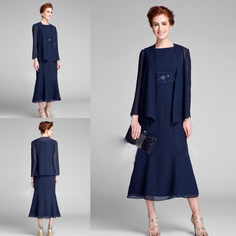 Mother Of The Bride Dresses With Jacket Navy Blue Beaded Chiffon Long Sleeve Prom Dress For Mother Plus Size Evening Gowns
Mother Of The Bride Dresses With Jacket Navy Blue Beaded Chiffon Long Sleeve Prom Dress For Mother Plus Size Evening Gowns