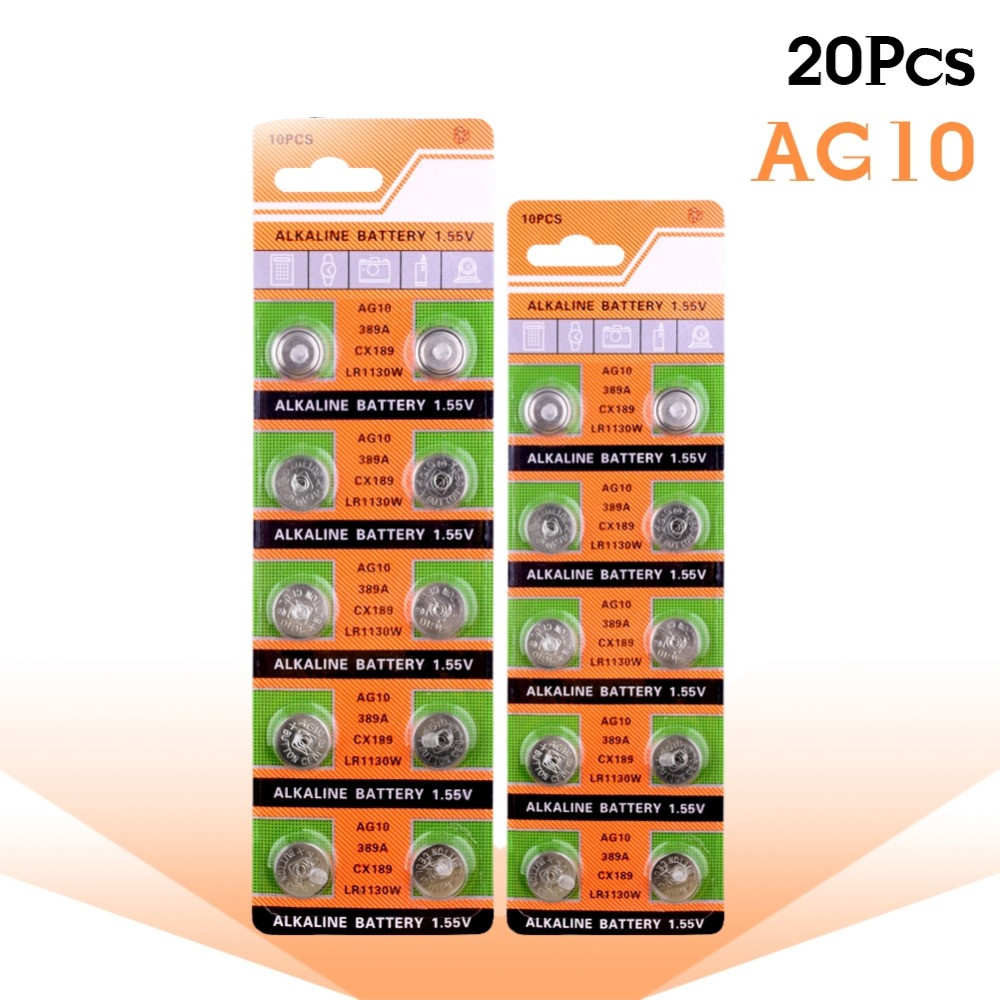 Dropshipping 20pcs AG10 Cell Coin Battery LR1130 V10GA Watch Button Coin 189 389 390 LR54 Batteries
Dropshipping 20pcs AG10 Cell Coin Battery LR1130 V10GA Watch Button Coin 189 389 390 LR54 Batteries