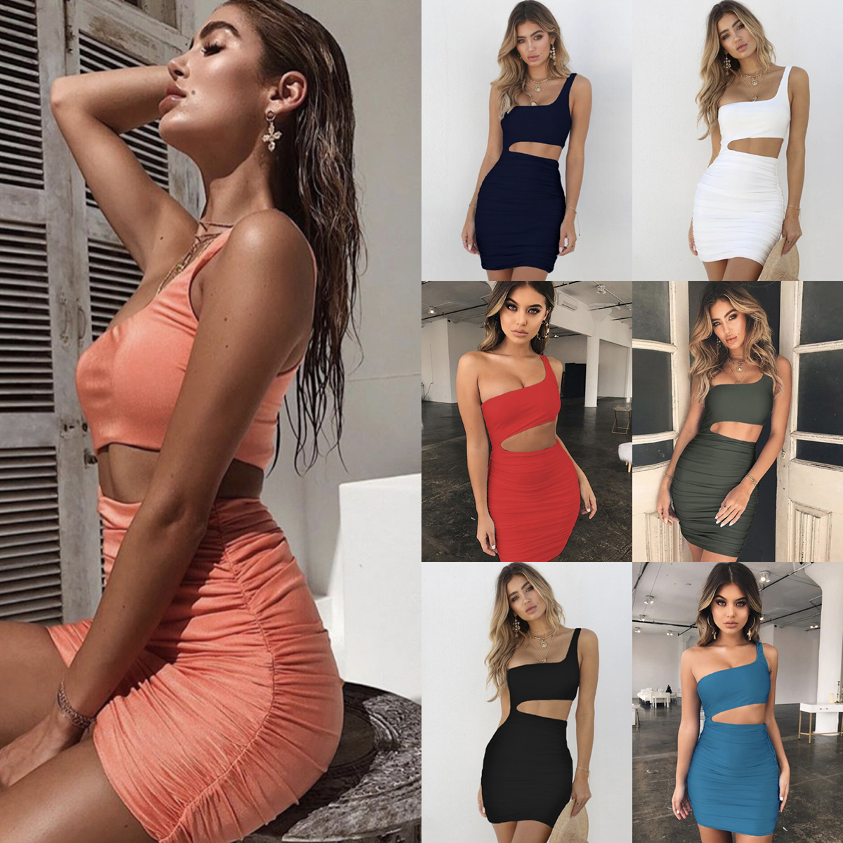 New Summer Sexy Dress Women Night Out Club Dress One Shoulder Bodycon Sheath Dresses Party Vestidos Color Customization
New Summer Sexy Dress Women Night Out Club Dress One Shoulder Bodycon Sheath Dresses Party Vestidos Color Customization