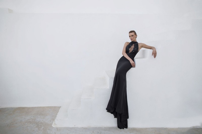 Sexy Hollow Back Mermaid Prom Dresses Halter Necke Chest Exposed Black Formal Dress Evening Chiffon Beaded Guest Gowns 6660305
