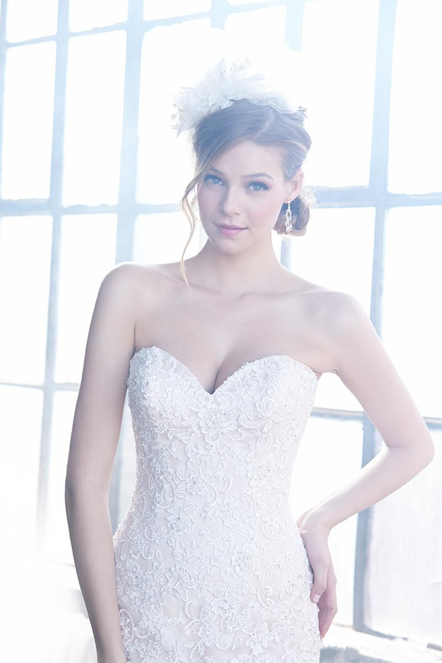 elegant lace sweetheart wedding dresses beaded ruffles skirt organza mwemaid bridal gowns custom made robe de marie soire