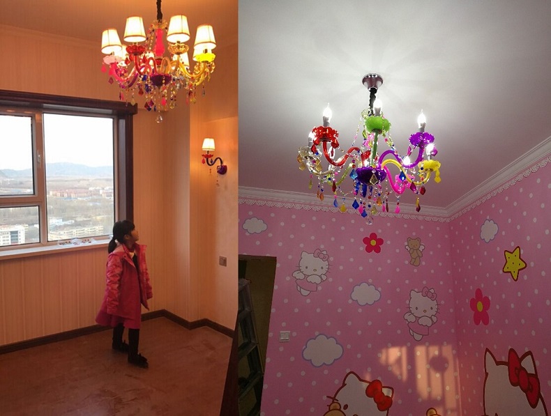 Hot Sale Crystal Chandelier Lamps 6/8/12/15/18 Ceiling Light Fixture Fabric Lampshade Multicolor Kids Room Art Decor Crystal Pendant Light