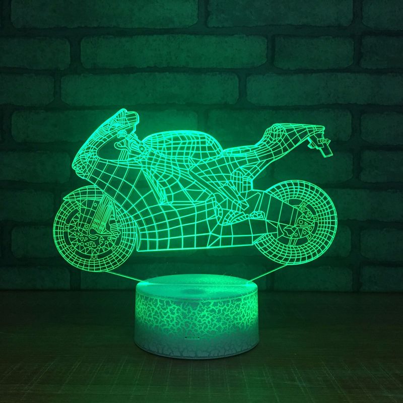 3D Acrylic LED Night Light Motorcycle Shape Touch 7 Color Changing Desk Table Lamp Party Decorative Light Christmas Gift