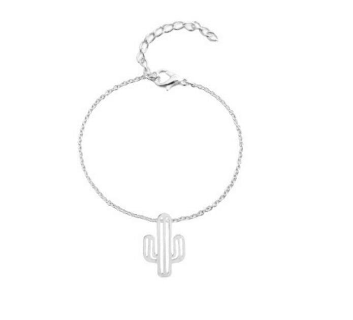 New Fashion Hollow Cactus Jewelry Sets Gold And Silver Cactus Pendant Bracelet Earrings Necklace Sets Women Nice Jewelry