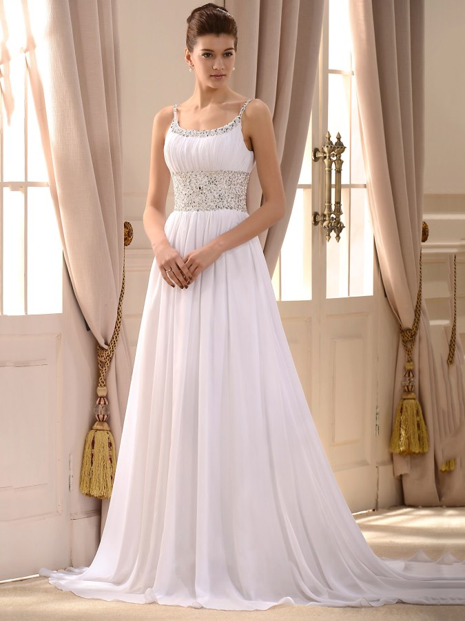 vestido de novia New Beaded Spaghetti Straps Beach Wedding Dress Boho Scoop Chiffon Bridal Wedding Gowns Robe De Mariage Custom Made