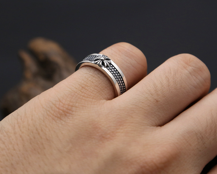 Brand new 925 sterling silver designer jewelry vintage American Europe style open band ring gift for men and women cross shape adjustable