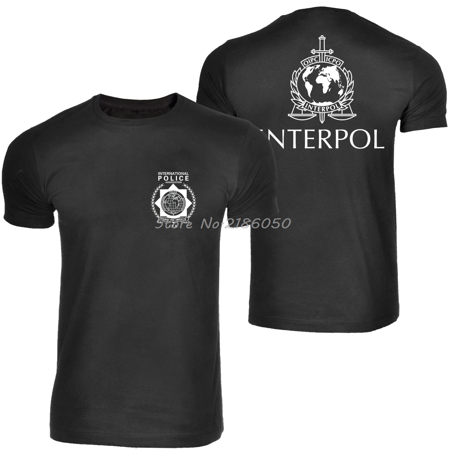 Interpol Logo Men T-shirt International Police T Shirt Novelty Man Cotton Short Sleeve Tees Tops