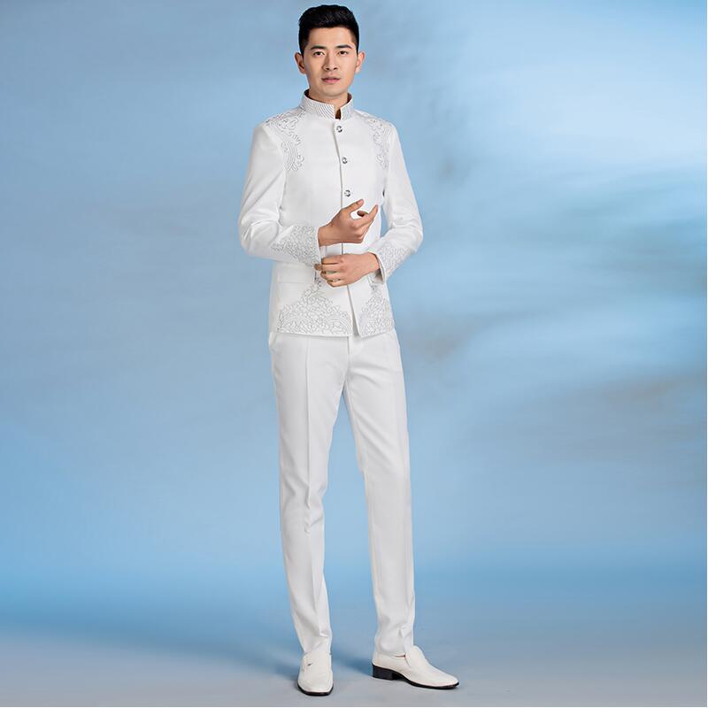Chinese style embroidered tang suit male costume Vintage pattern outfit traditional Chinese tunic men's ethnic clothing