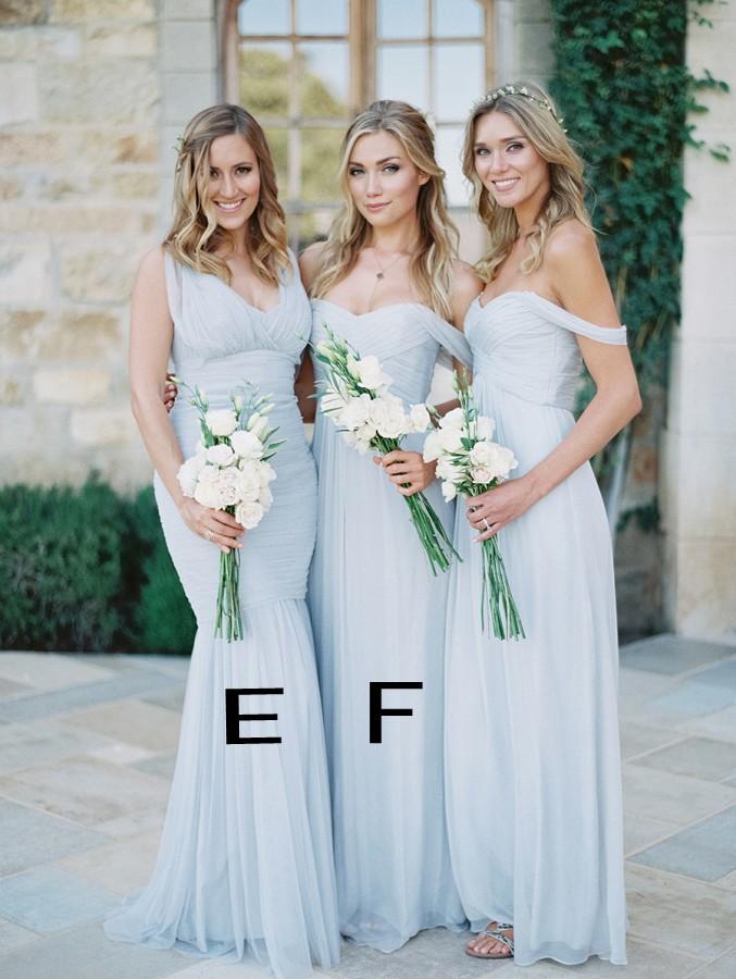Cheap Long Chiffon Bridesmaid Dresses New 5 Mixed Styles Floor Length Elegant Garden Bridesmaid Gowns for Weddings Prom Party Dress