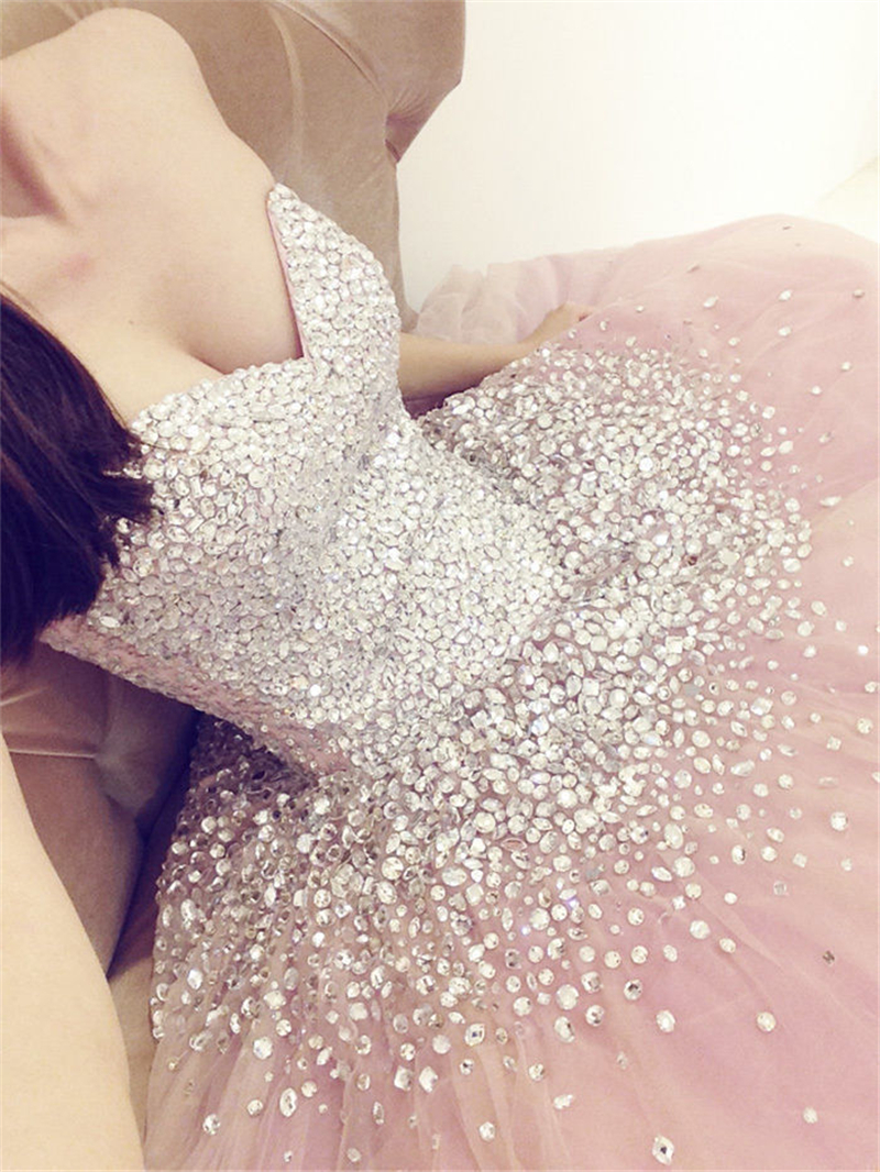 2020 New Long Ball Gown Quinceanera Dresses Crystals For 15 Years Sweet 16 Plus Size Pageant Prom Party Gown QC1046