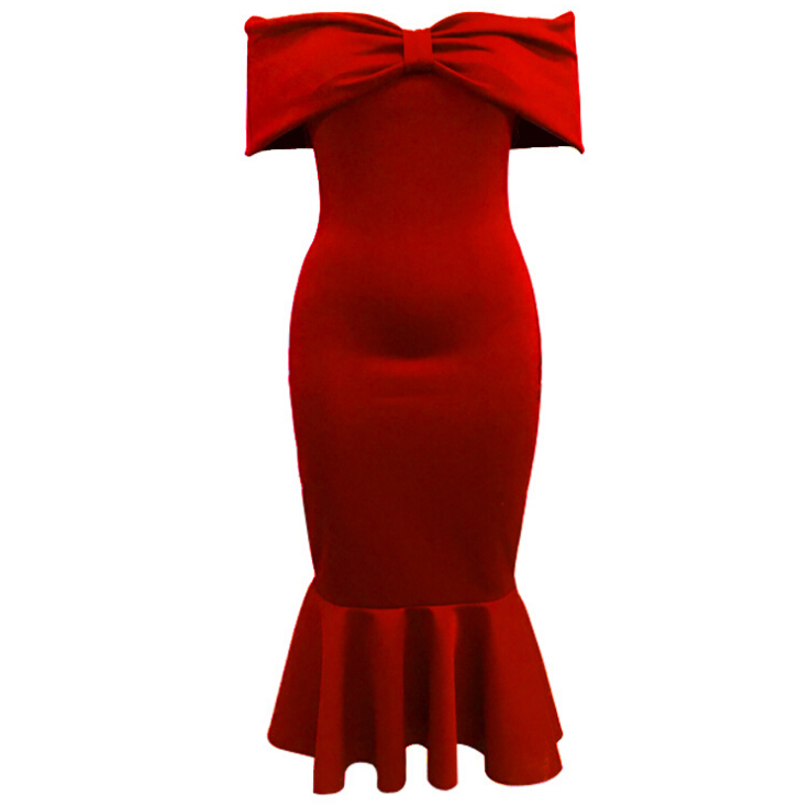 Slash Shoulder Irregular Leaf Dress Women High Waist Formal Party Long Dresses