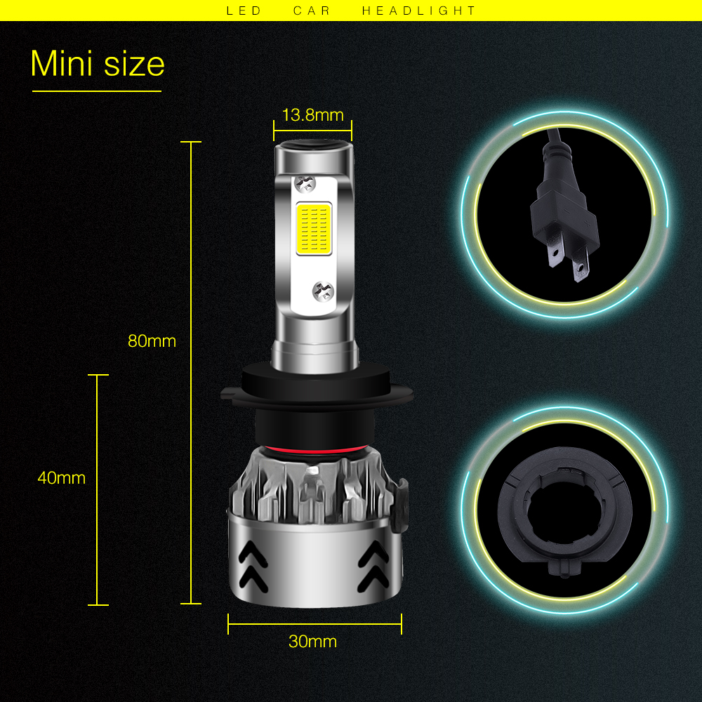 PAMPSEE Mini6 H1 Headlight Bulbs 10000LM H4 Led 12V 24V 9005 HB3 9006 HB4 H7 Led Car Lights 6000K H11 Cob Spot Lamp