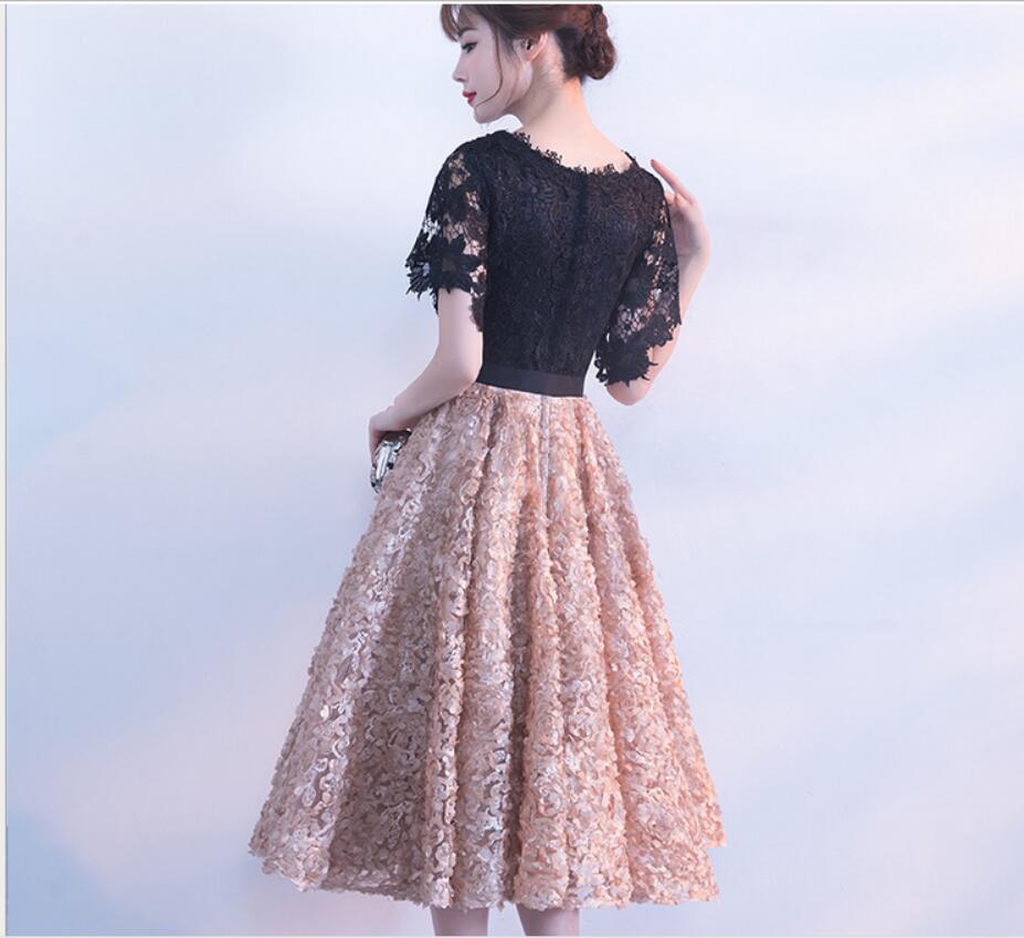 Women Elegant Lace Evening Dress 2018 A-Line Short Sleeve Evening Gowns Party Formal Dresses Haute Couture robe de soiree