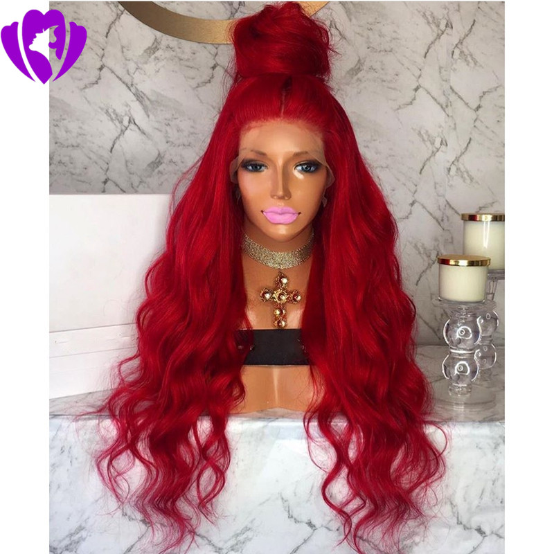 Stock 30inches long red synthetic lace front wig heat resistant hair body wave blonde/pink /brown /white /black available women wig