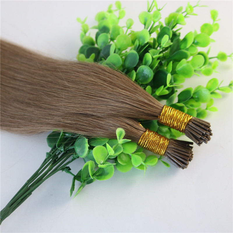 Keratin I-tip Human Hair Extensions Ash Brown #10 Stick-tip Extensions Brazilian Human Hair 100Strands 100gram prebunded hair Straight