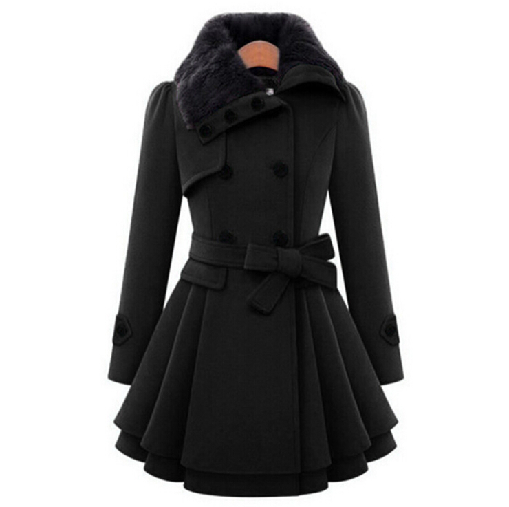 Winter Jacket Women Big Size Women Slim Long Sleeve Coat Double Breasted Coat Thick Coat Belt Womens Jacket Womens Coat