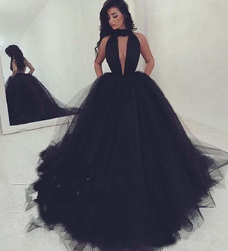 2018 Gorgeous Long Black Prom Dresses Sexy Halter Backless Formal Dress Puffy Tulle Women Party Gowns Custom Made
2018 Gorgeous Long Black Prom Dresses Sexy Halter Backless Formal Dress Puffy Tulle Women Party Gowns Custom Made